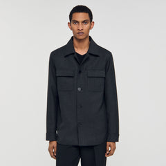 Sandro / Wool overshirt with pockets Dark Grey