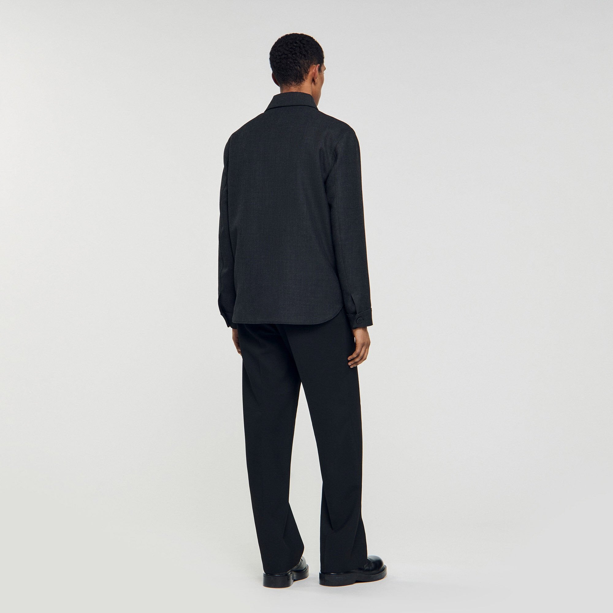 Sandro / Wool overshirt with pockets Dark Grey