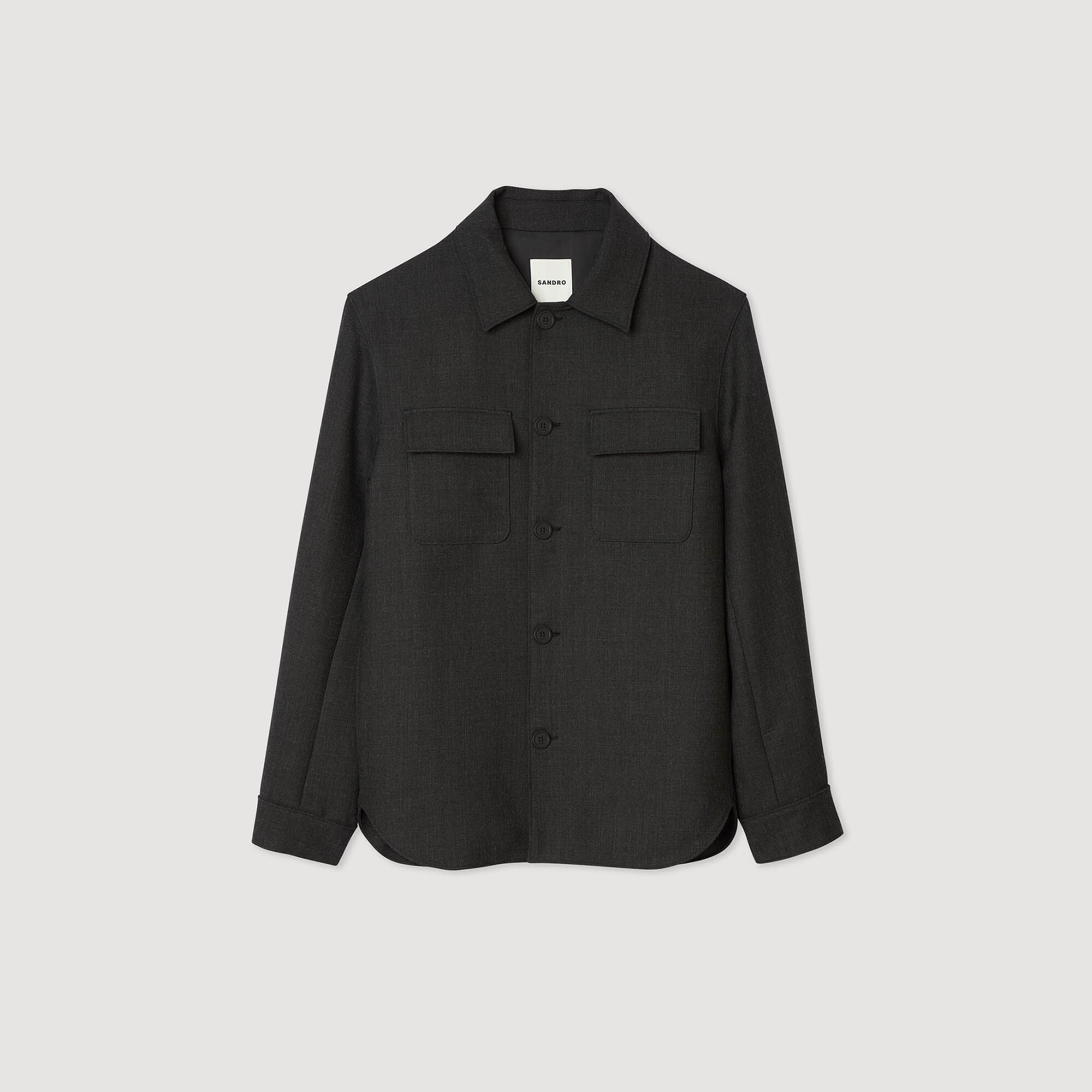 Sandro / Wool overshirt with pockets Dark Grey