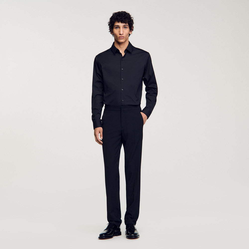 Sandro / Fitted stretch cotton shirt Black