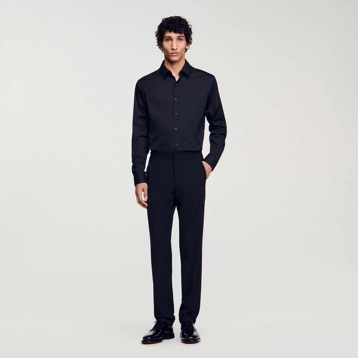 Sandro / Fitted stretch cotton shirt Black
