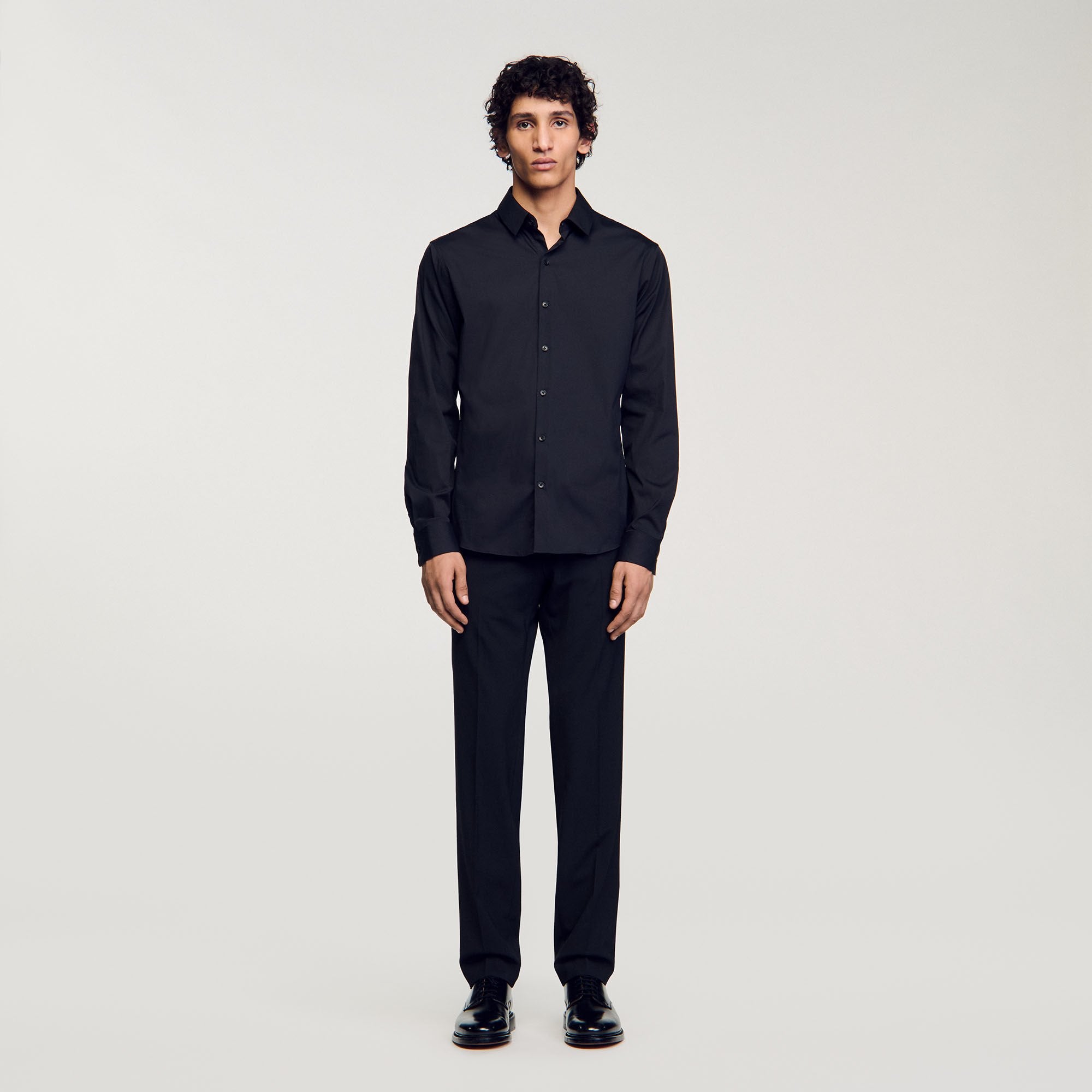 Sandro / Fitted stretch cotton shirt Black