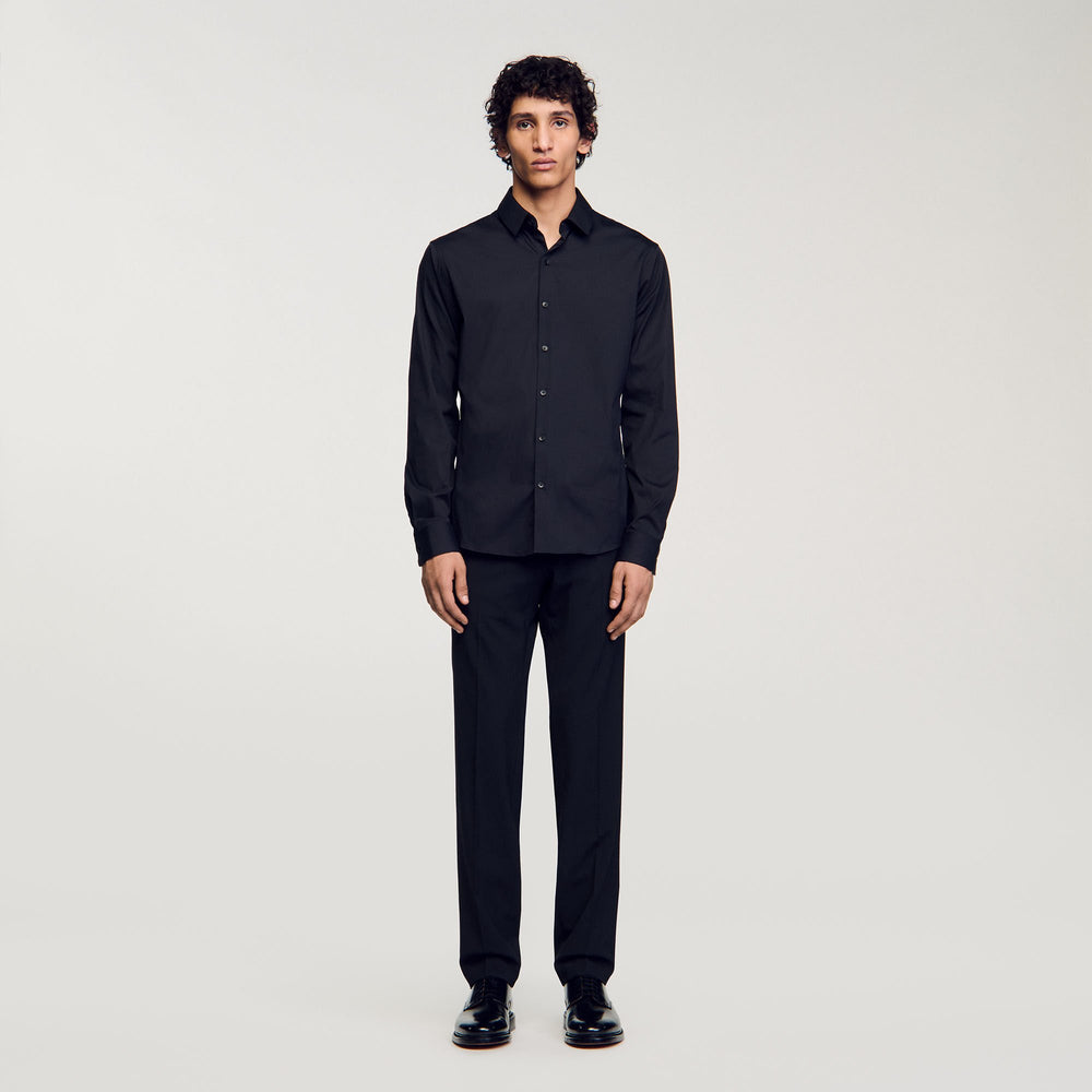 Sandro / Fitted stretch cotton shirt Black
