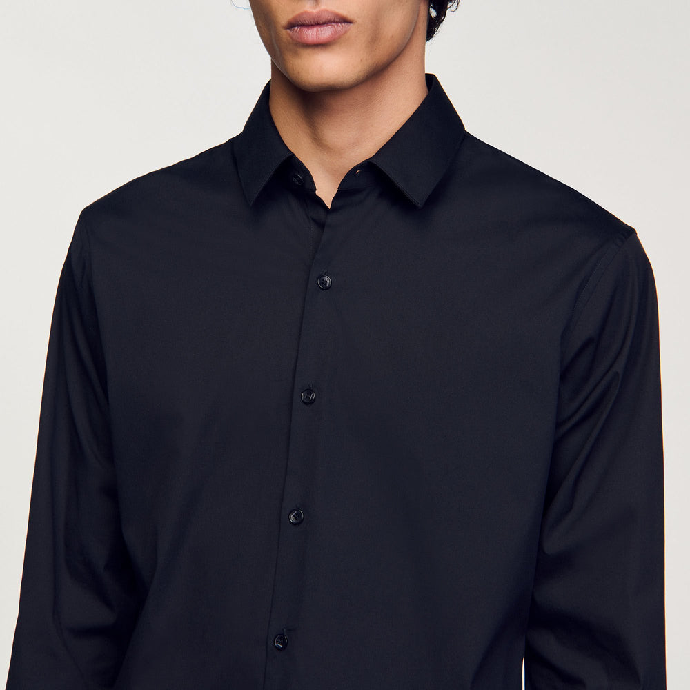 Sandro / Fitted stretch cotton shirt Black