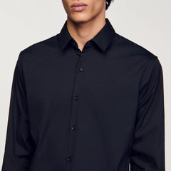 Sandro / Fitted stretch cotton shirt Black