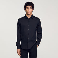 Sandro / Fitted stretch cotton shirt Black