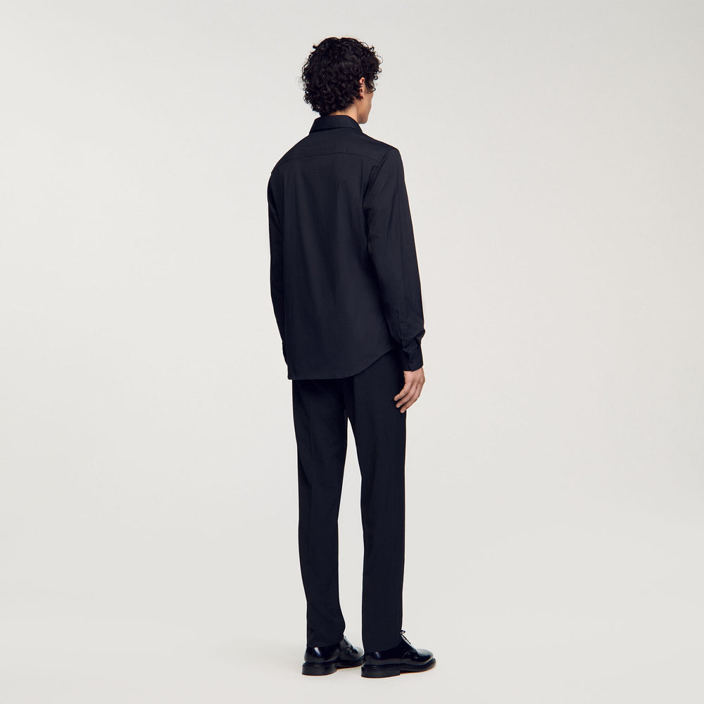 Sandro / Fitted stretch cotton shirt Black