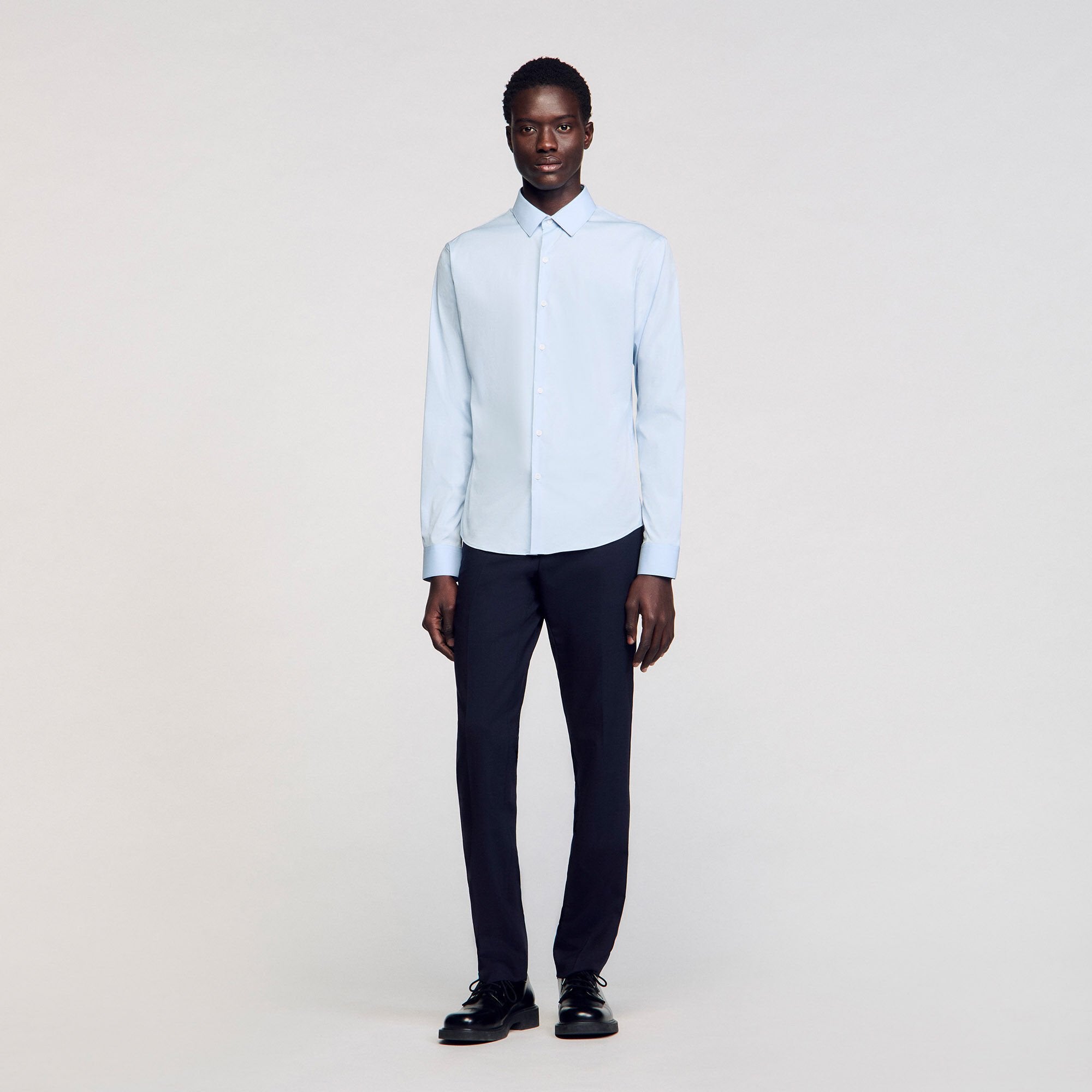 Sandro / Fitted stretch cotton shirt Sky Blue