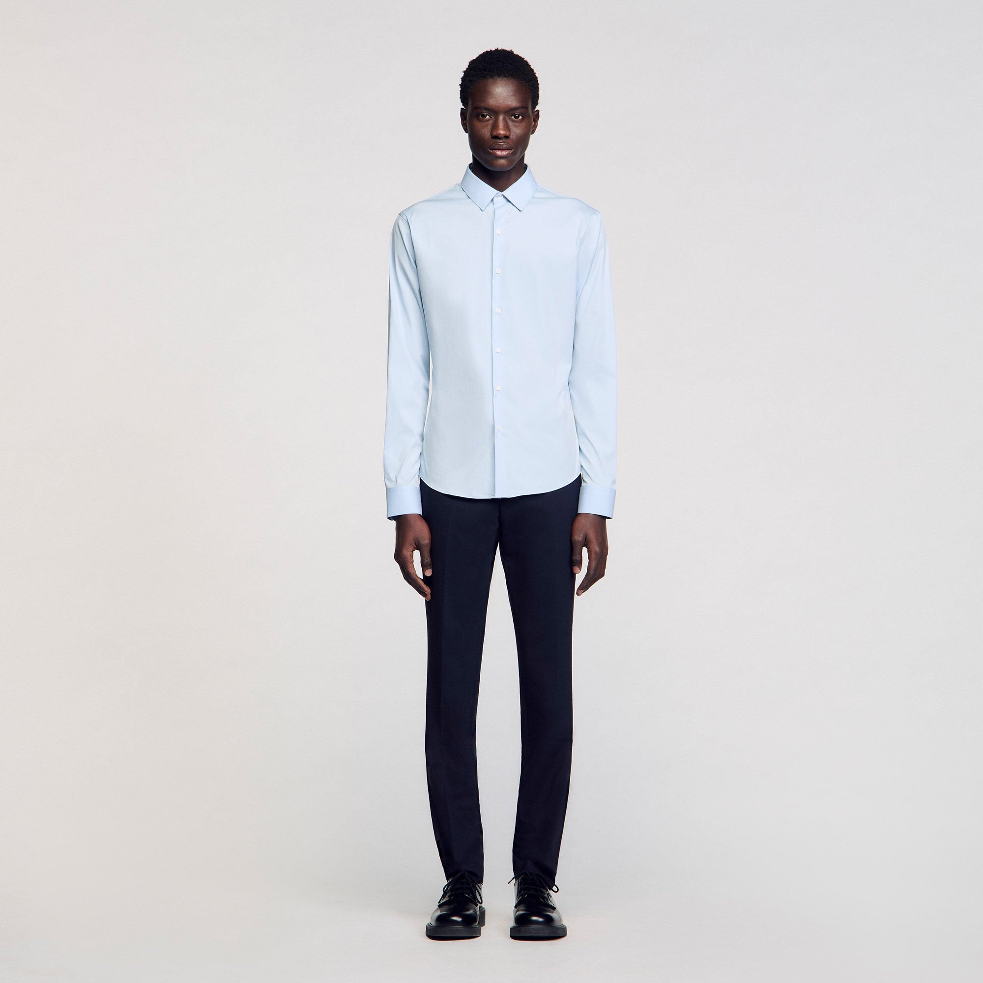 Sandro / Fitted stretch cotton shirt Sky Blue