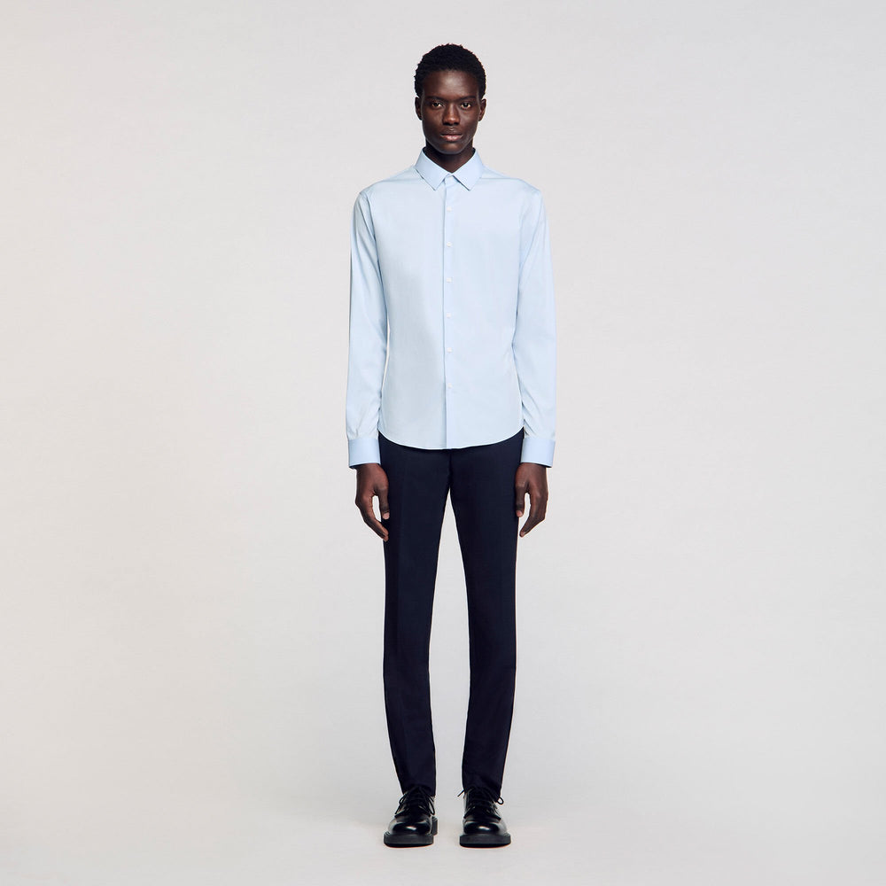 Sandro / Fitted stretch cotton shirt Sky Blue