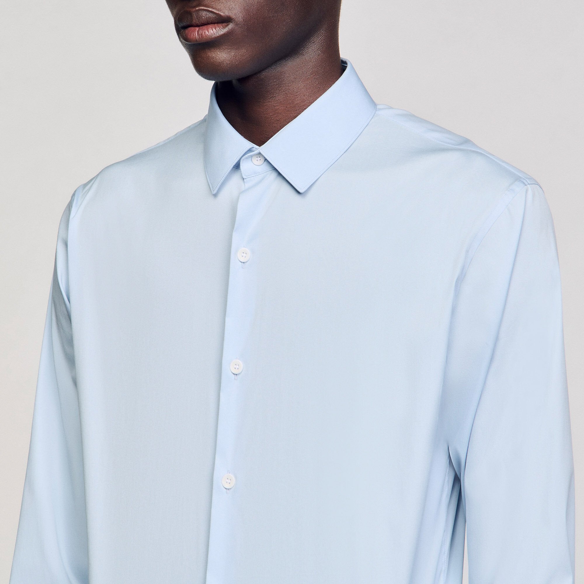 Sandro / Fitted stretch cotton shirt Sky Blue