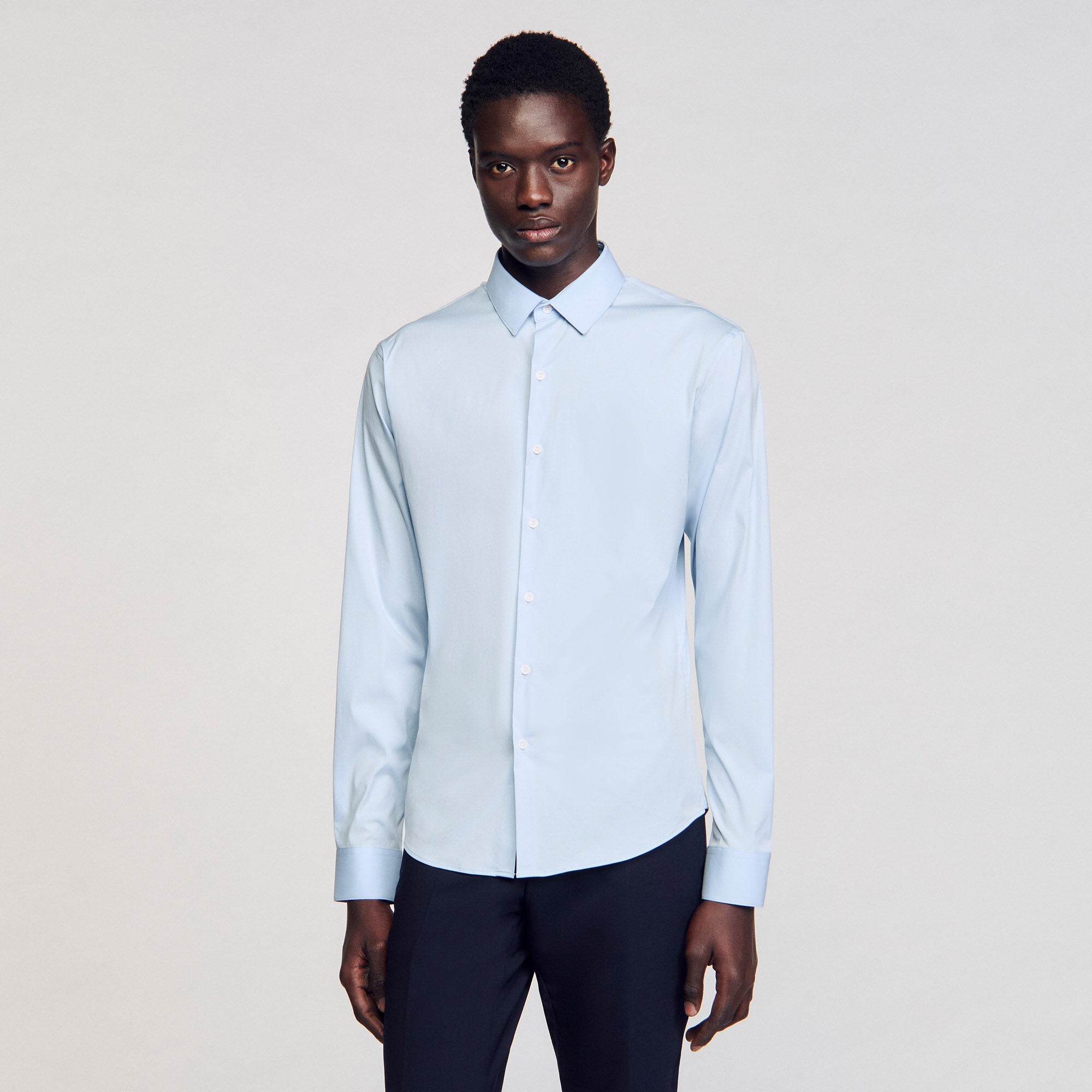 Sandro / Fitted stretch cotton shirt Sky Blue