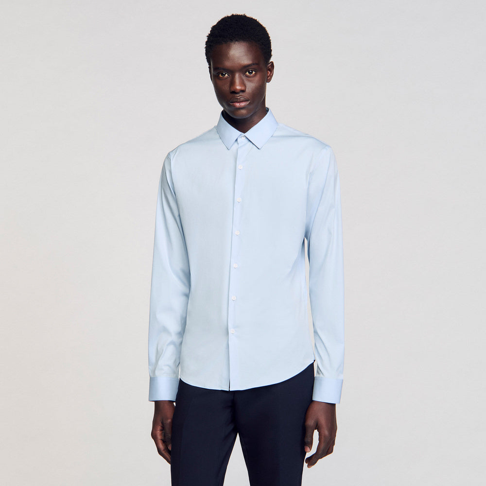 Sandro / Fitted stretch cotton shirt Sky Blue
