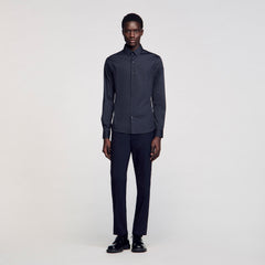 Sandro / Fitted stretch cotton shirt Navy Blue