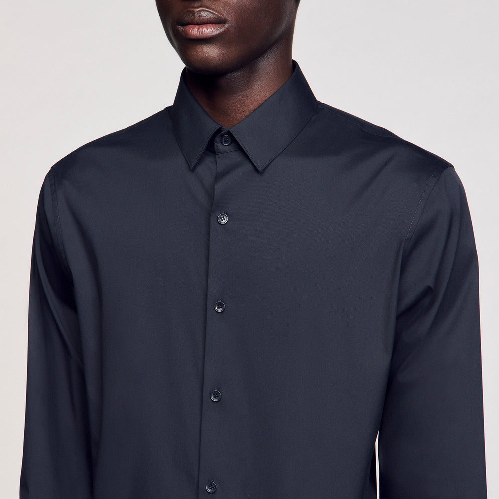 Sandro / Fitted stretch cotton shirt Navy Blue