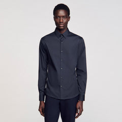 Sandro / Fitted stretch cotton shirt Navy Blue