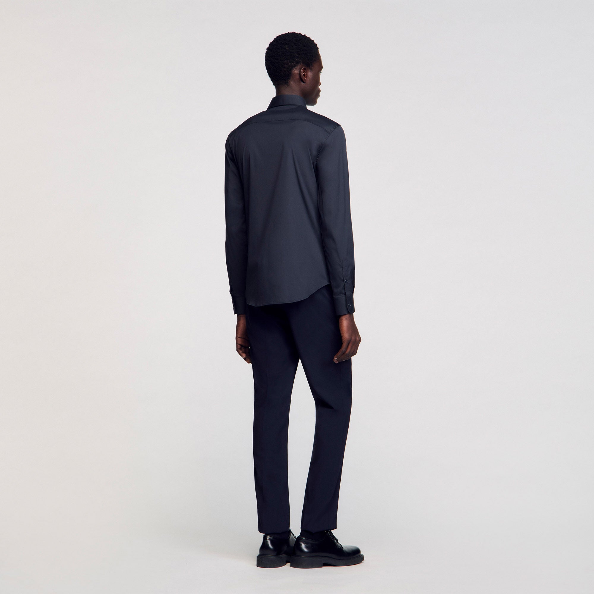 Sandro / Fitted stretch cotton shirt Navy Blue