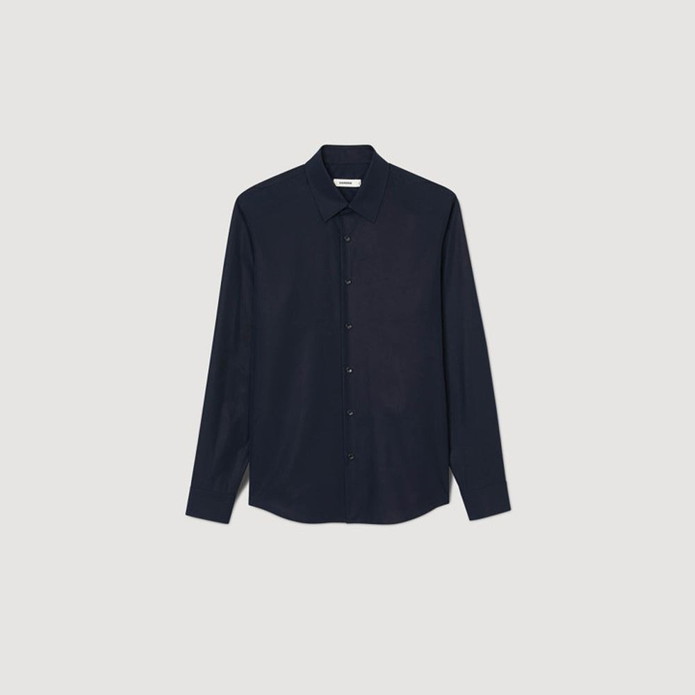 Sandro / Fitted stretch cotton shirt Navy Blue