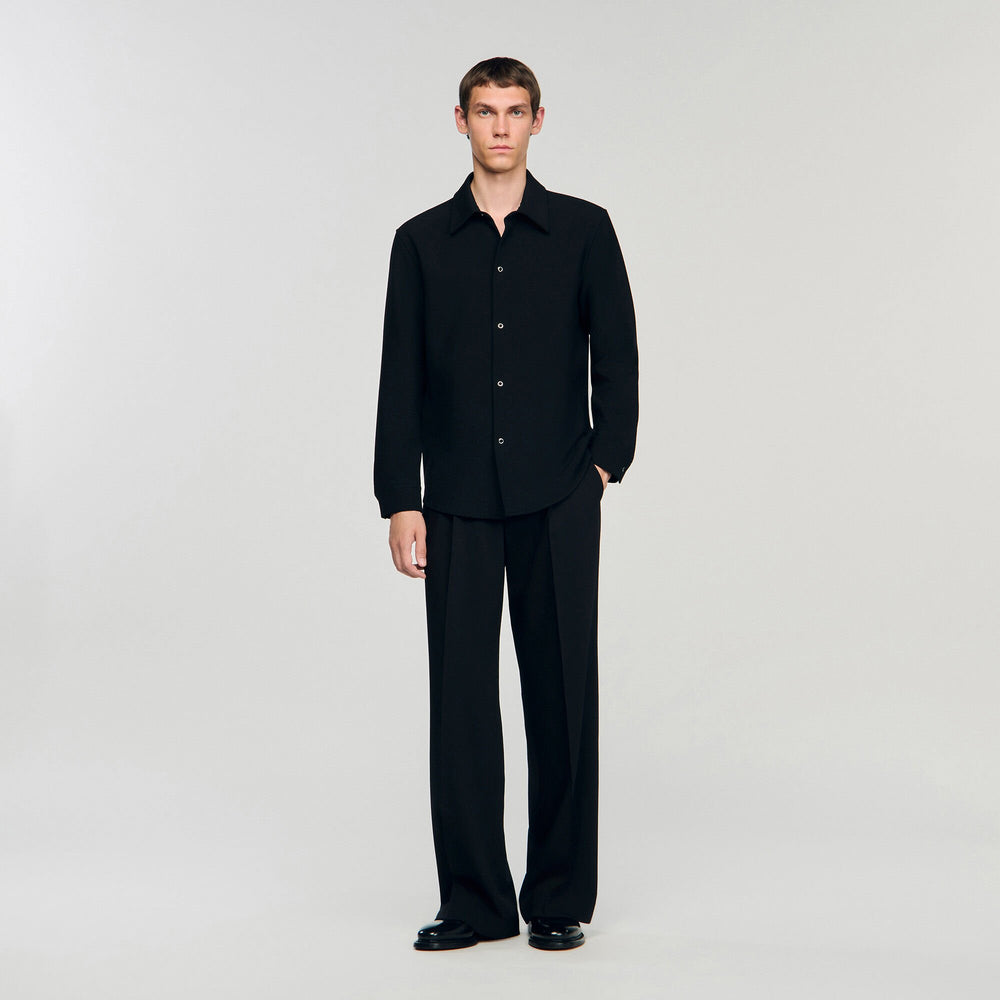 Sandro / Long-sleeved jersey shirt Black