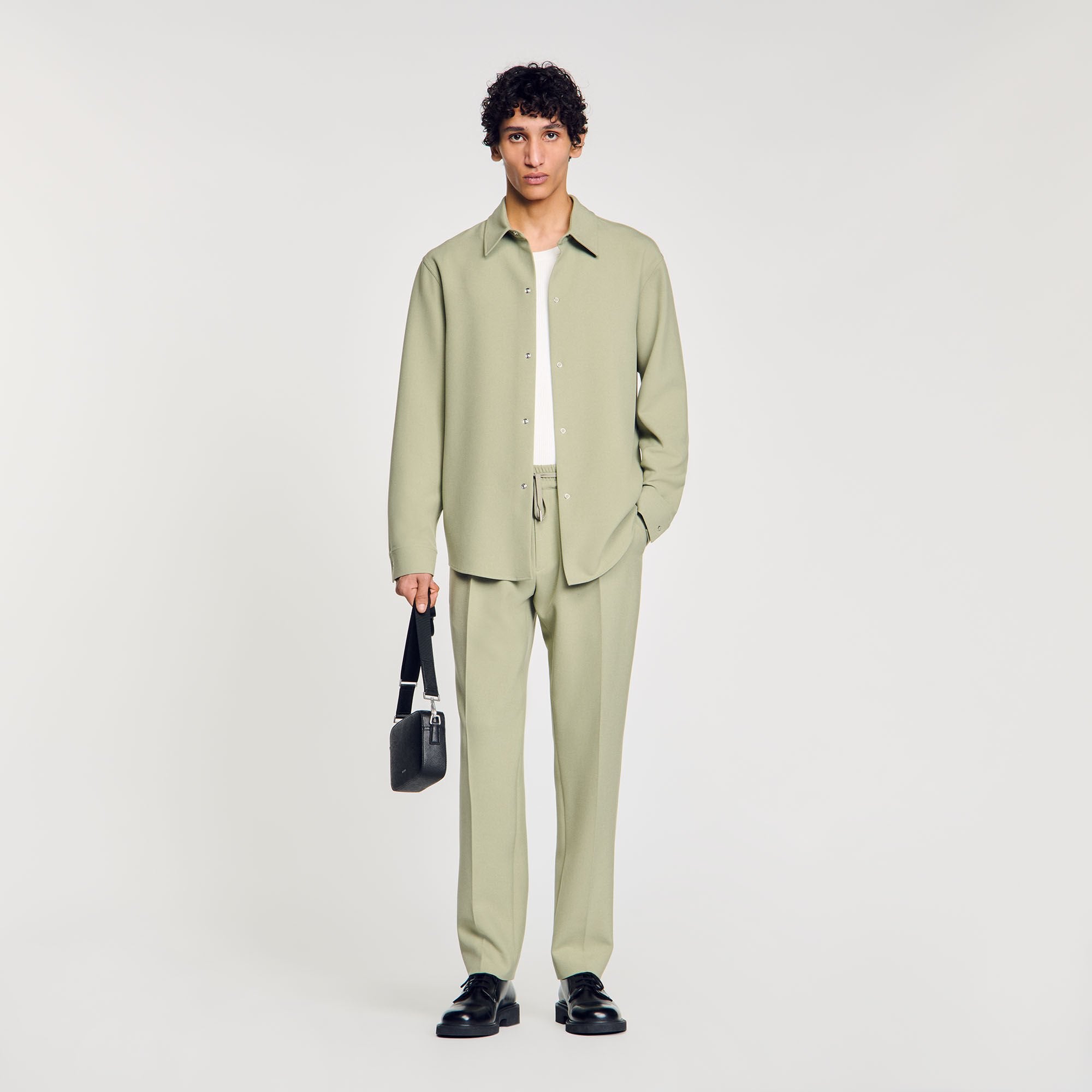 Sandro / Long-sleeved jersey shirt Light Kaki.