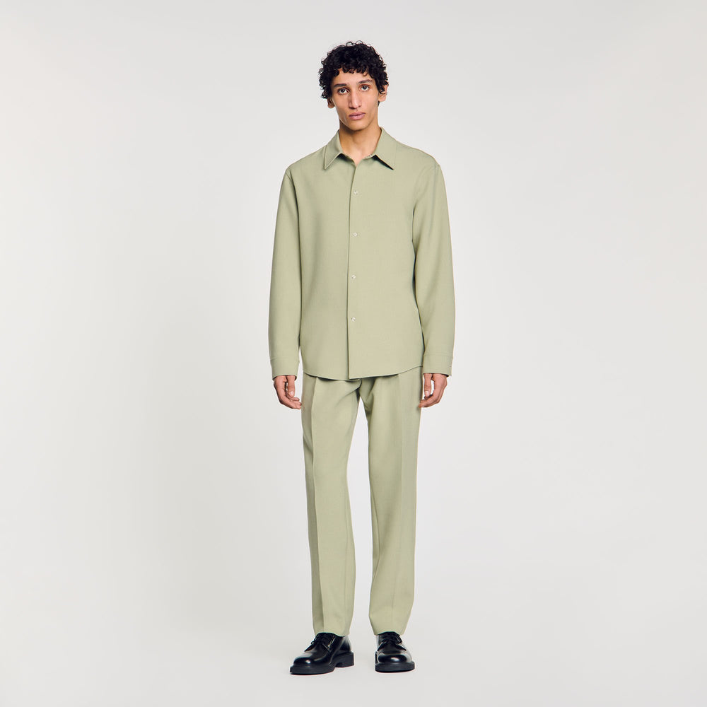 Sandro / Long-sleeved jersey shirt Light Kaki.