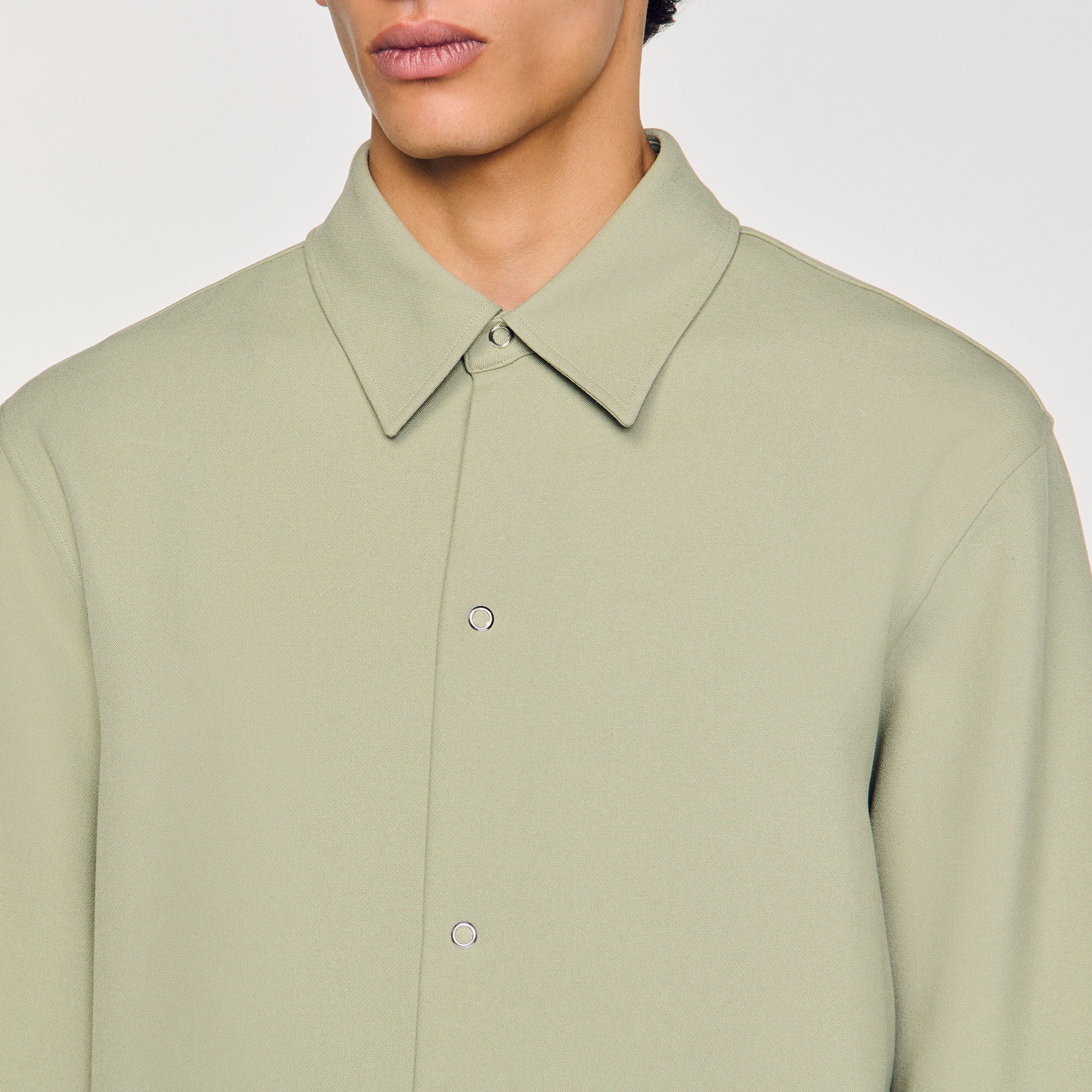 Sandro / Long-sleeved jersey shirt Light Kaki.