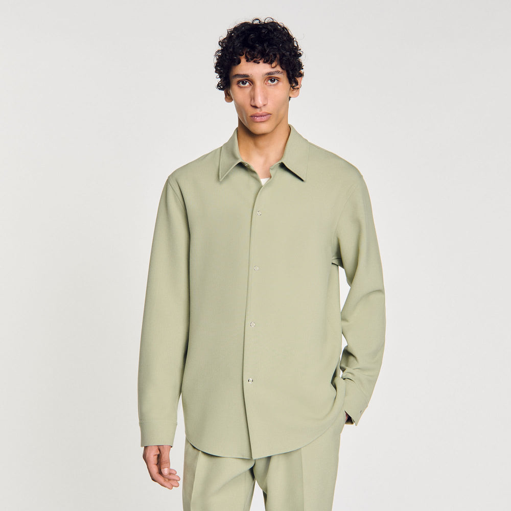 Sandro / Long-sleeved jersey shirt Light Kaki.