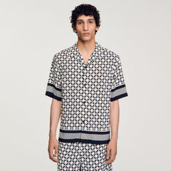 Sandro / Square Cross short-sleeved shirt Ecru / Navy