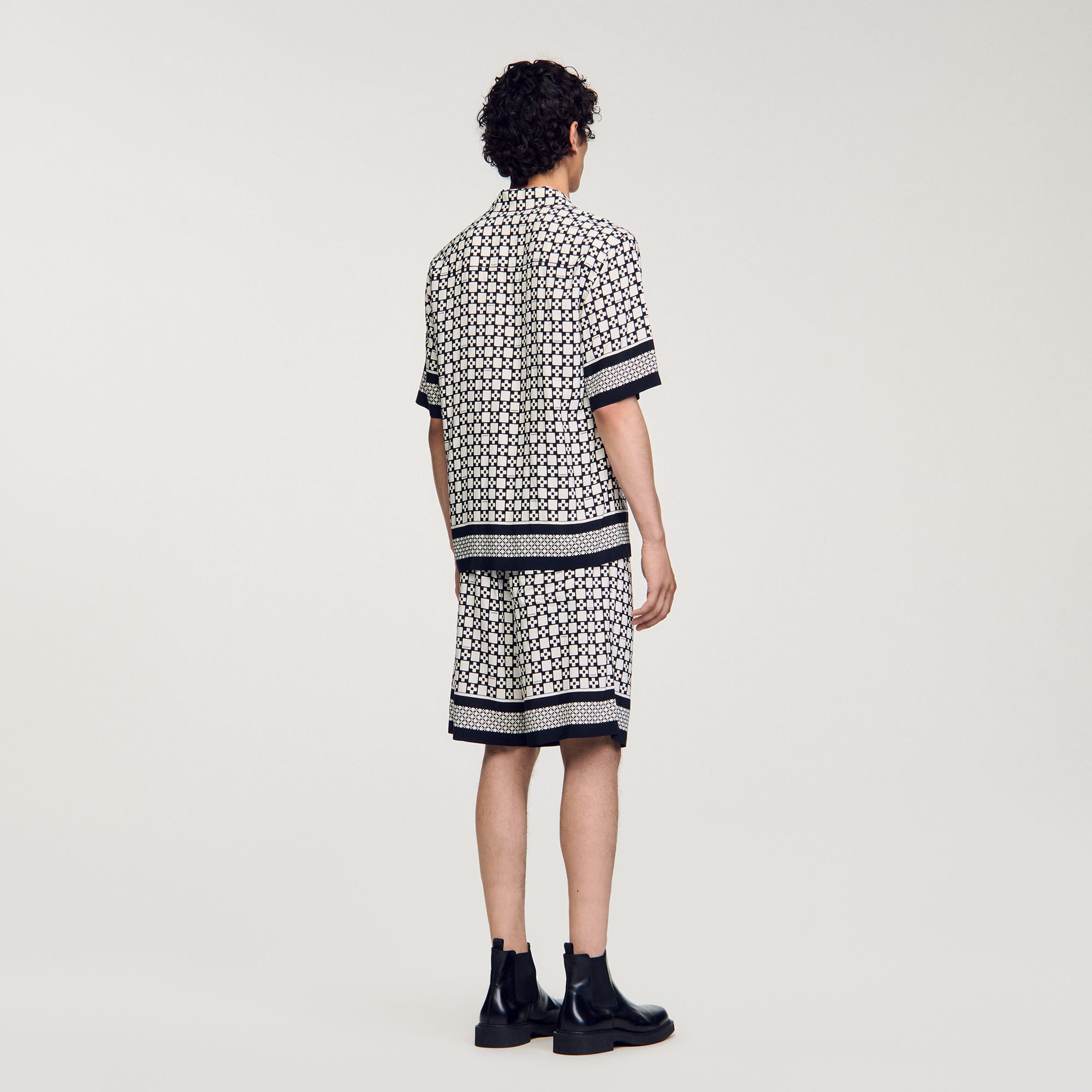 Sandro / Square Cross short-sleeved shirt Ecru / Navy