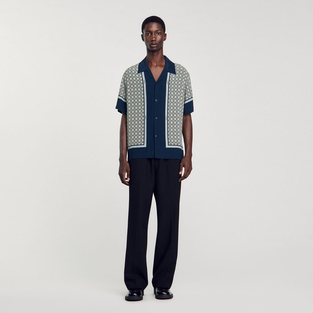 Sandro / Short-sleeved patterned shirt Dark Blue