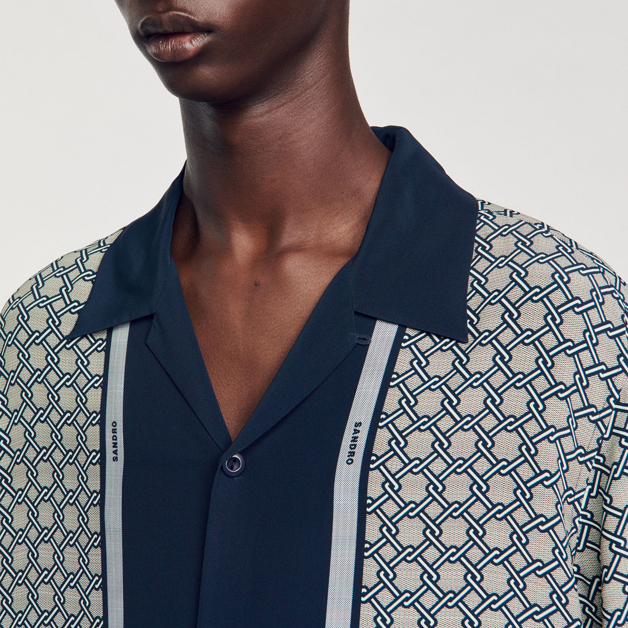 Sandro / Short-sleeved patterned shirt Dark Blue