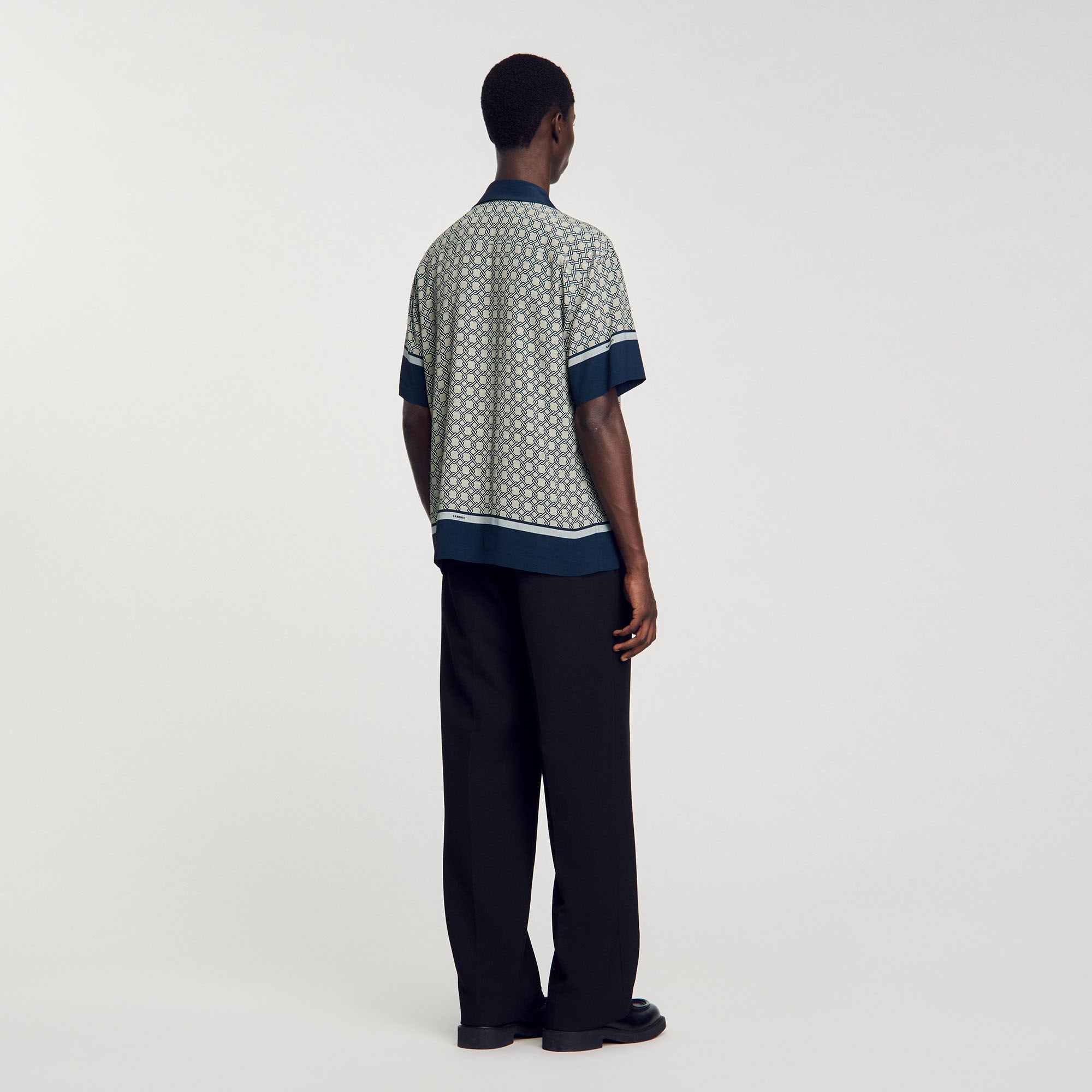 Sandro / Short-sleeved patterned shirt Dark Blue