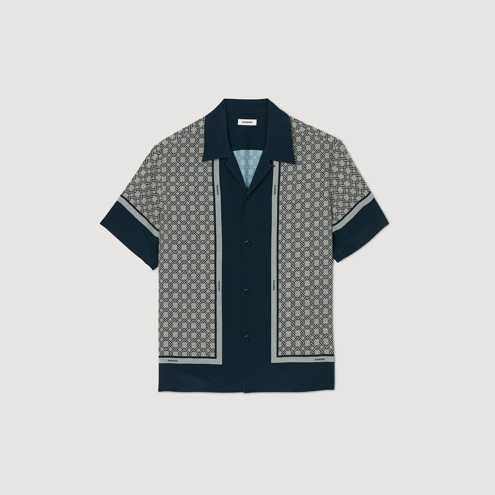 Sandro / Short-sleeved patterned shirt Dark Blue