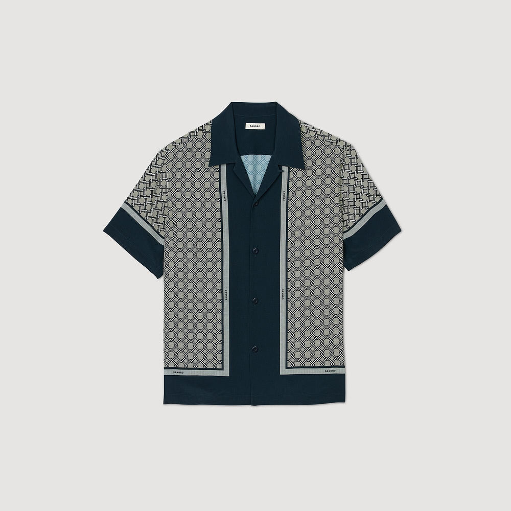 Sandro / Short-sleeved patterned shirt Dark Blue