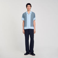 Sandro / Short-sleeved patterned shirt Chambray