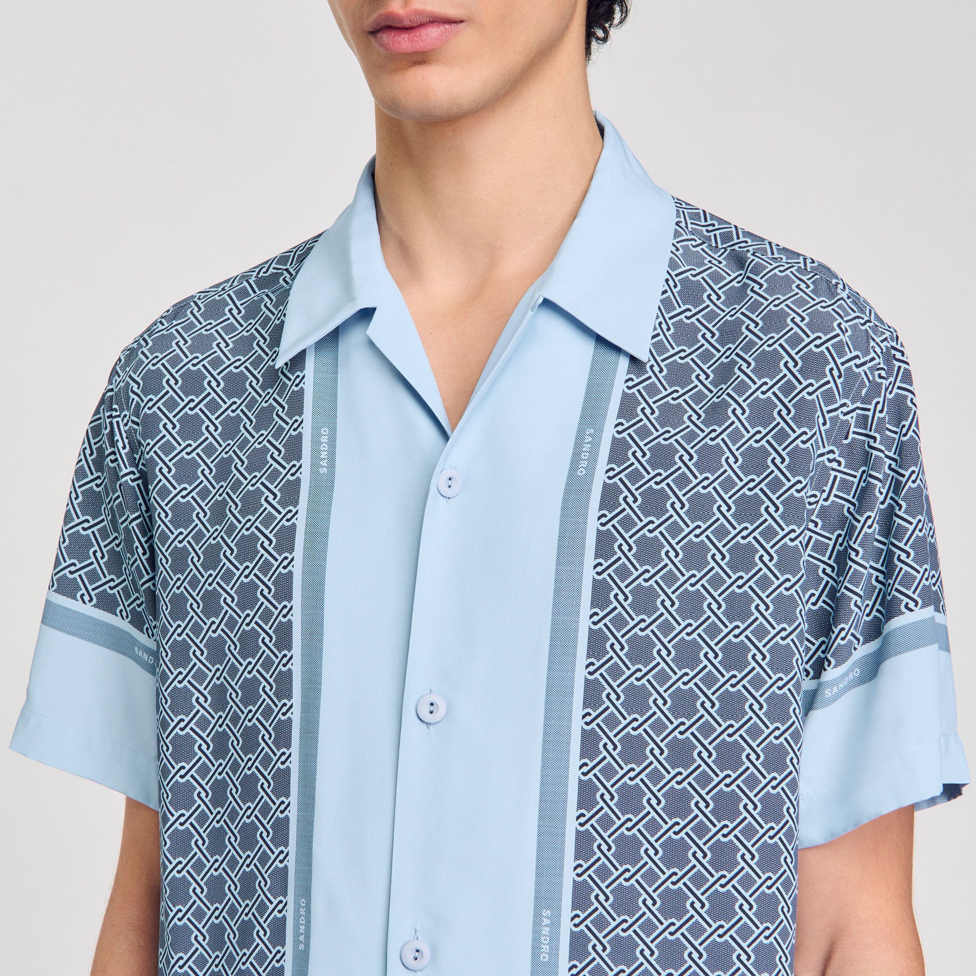 Sandro / Short-sleeved patterned shirt Chambray