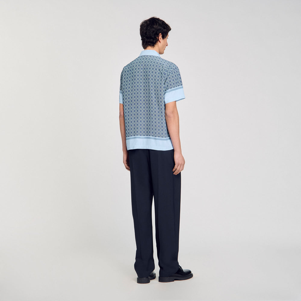 Sandro / Short-sleeved patterned shirt Chambray
