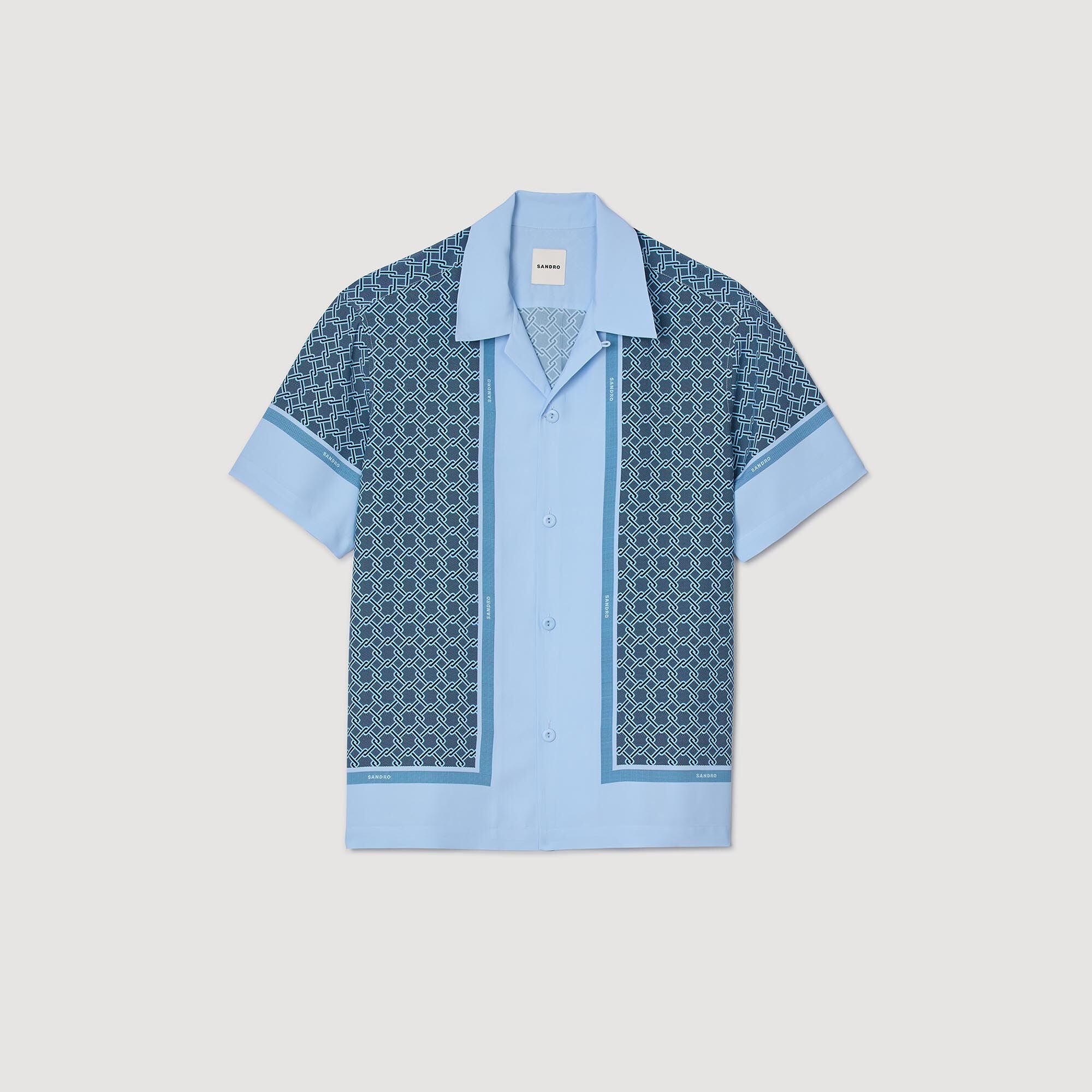 Sandro / Short-sleeved patterned shirt Chambray