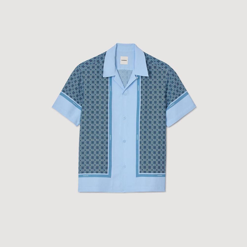 Sandro / Short-sleeved patterned shirt Chambray