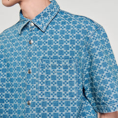 Sandro / Square cross denim shirt Sky Blue