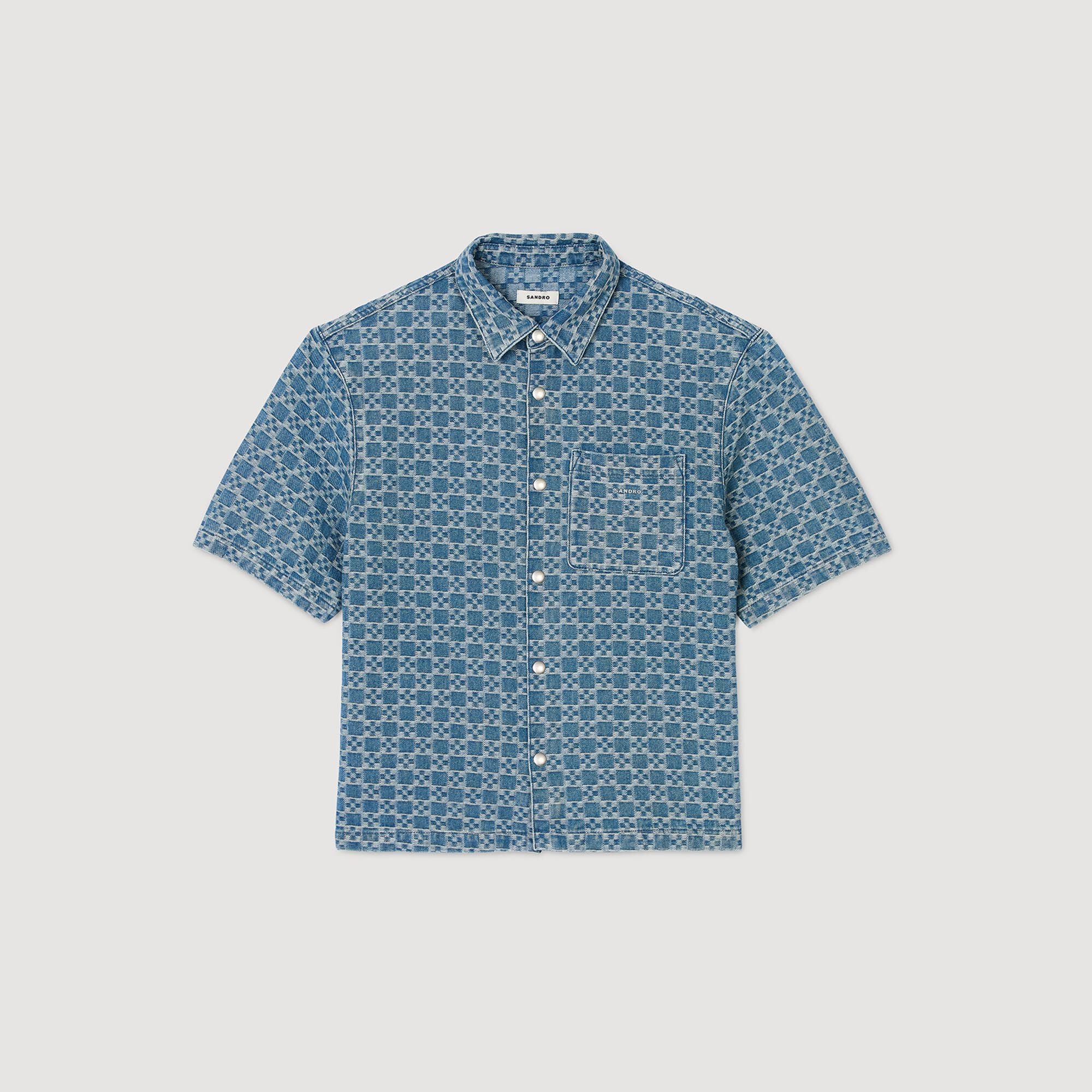 Sandro / Square cross denim shirt Sky Blue