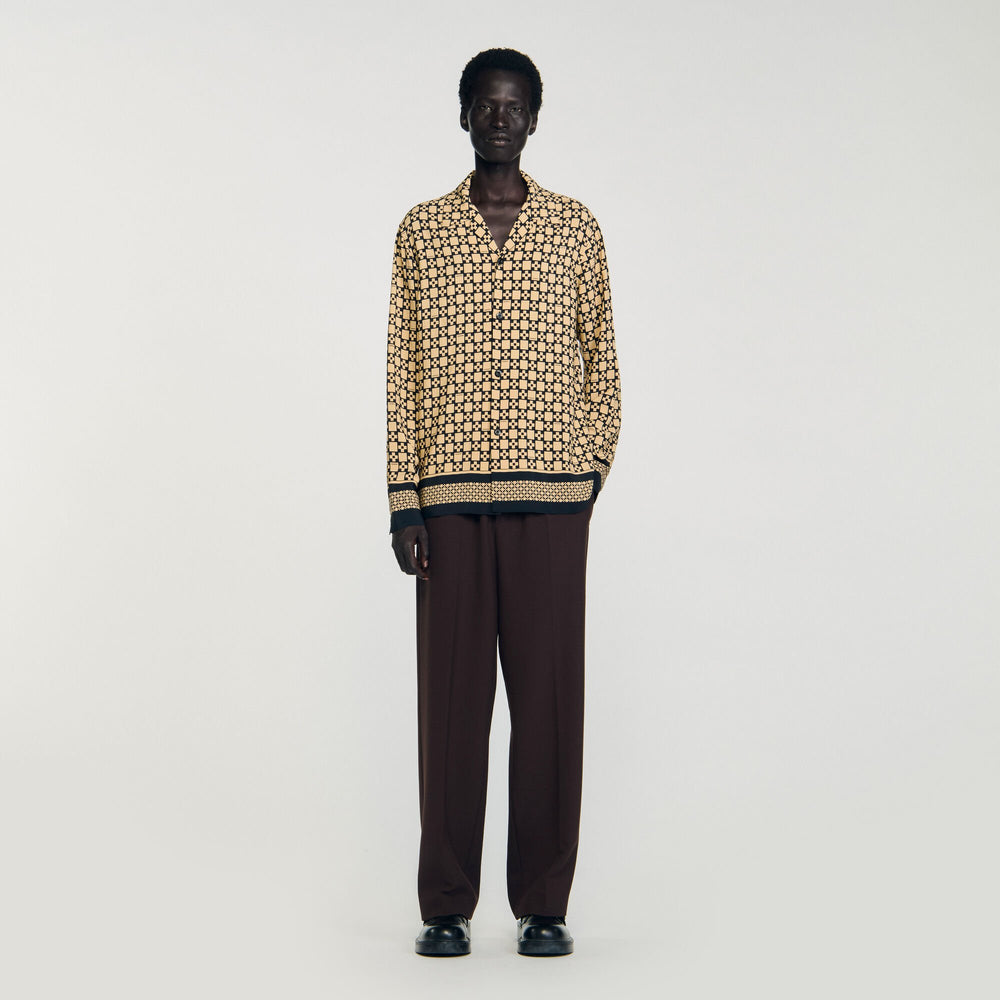 Sandro / Printed loose-fit shirt Beige
