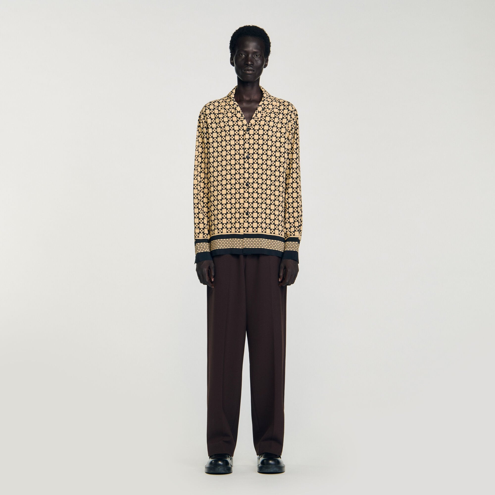 Sandro / Printed loose-fit shirt Beige