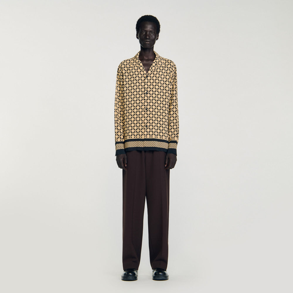 Sandro / Printed loose-fit shirt Beige
