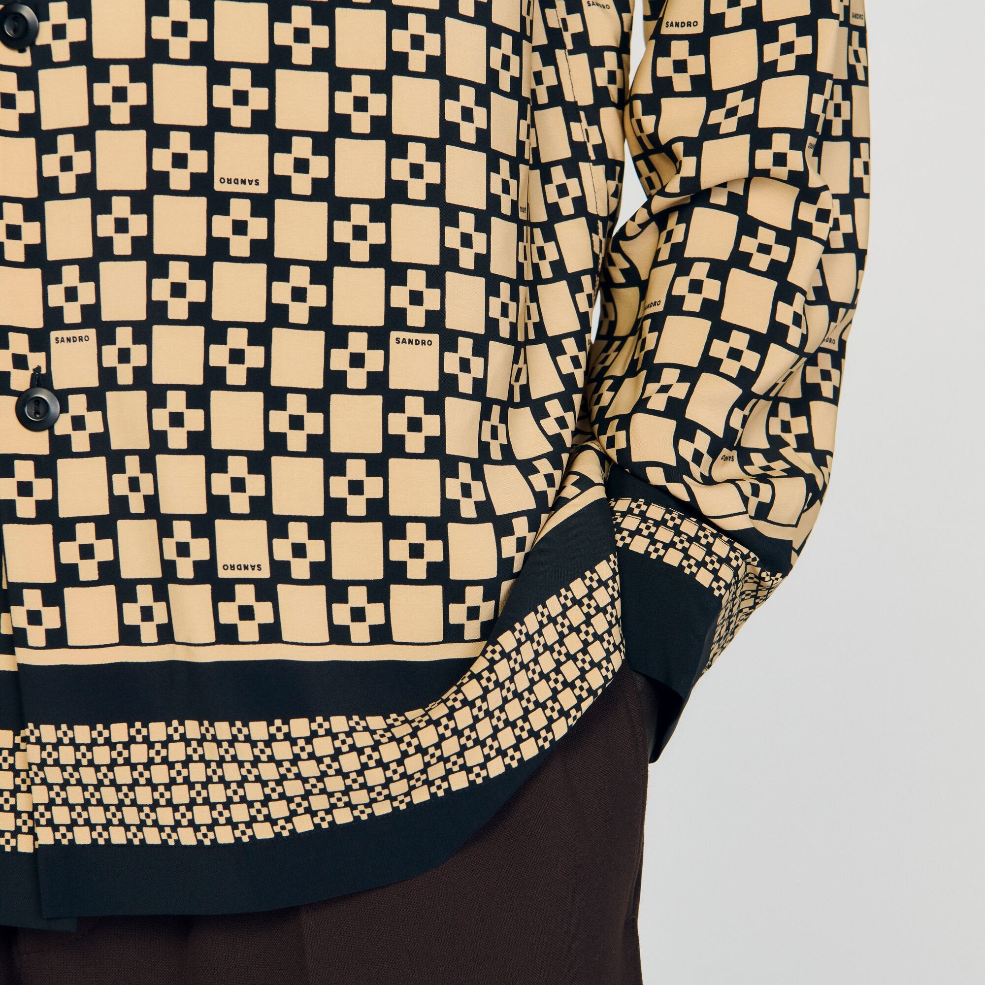 Sandro / Printed loose-fit shirt Beige