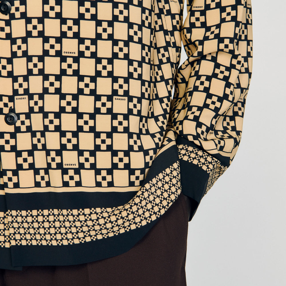 Sandro / Printed loose-fit shirt Beige
