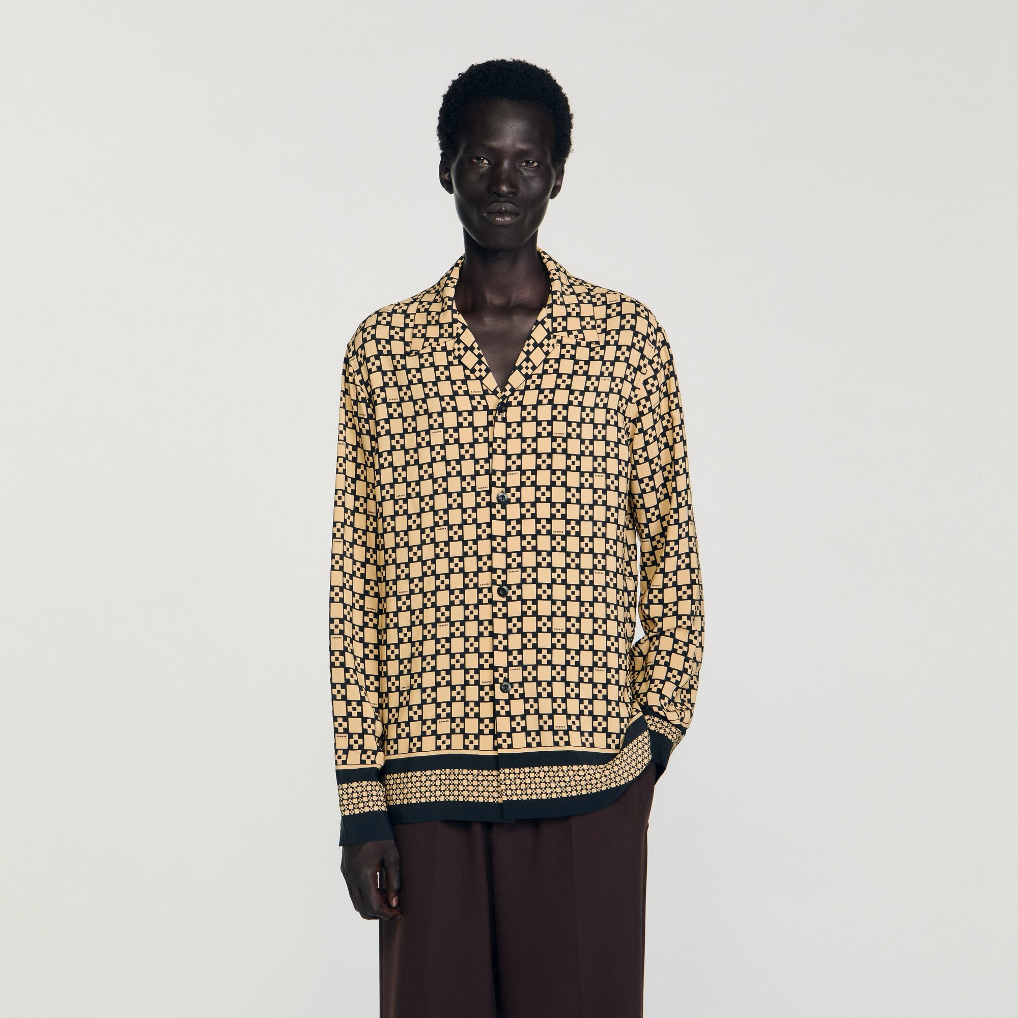 Sandro / Printed loose-fit shirt Beige