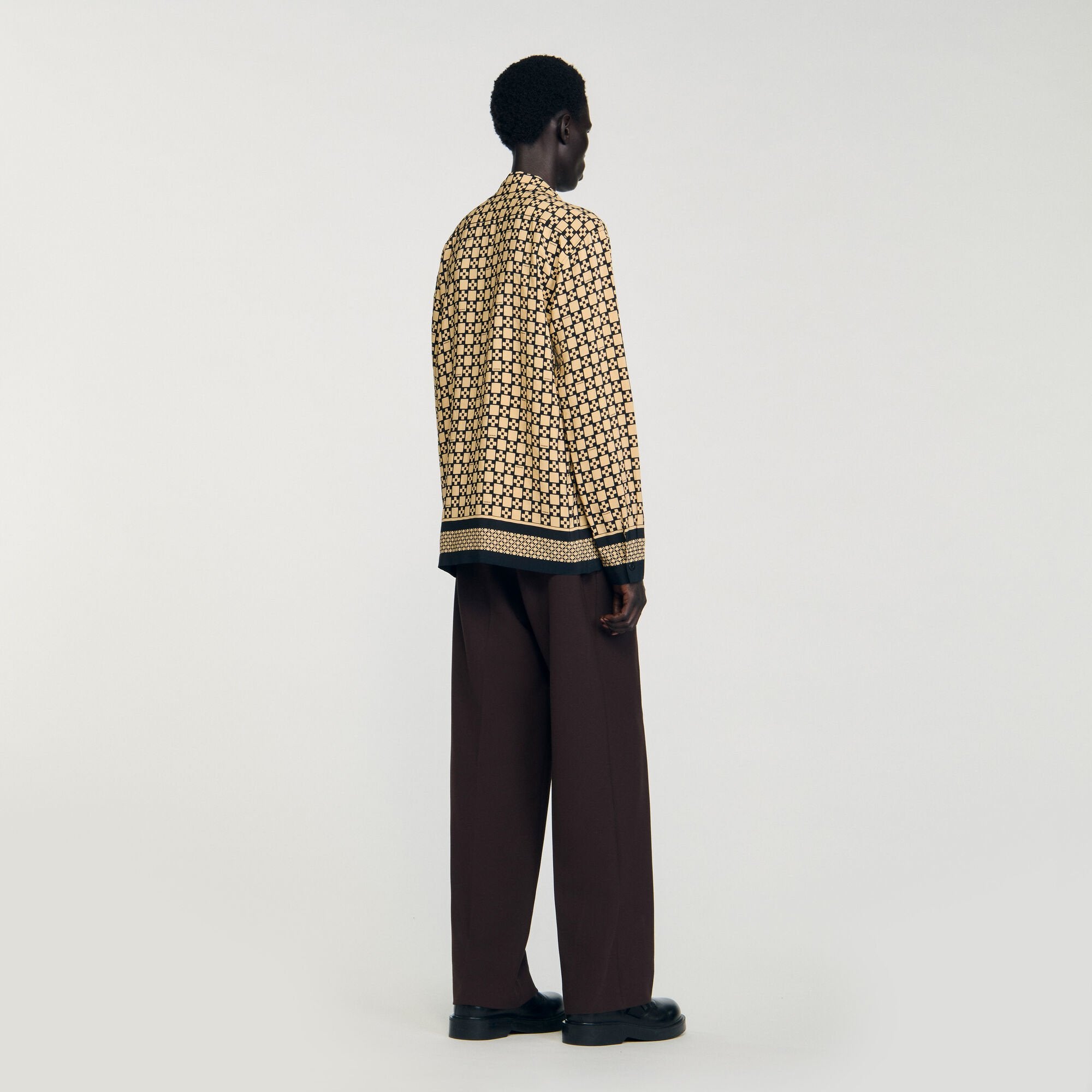 Sandro / Printed loose-fit shirt Beige