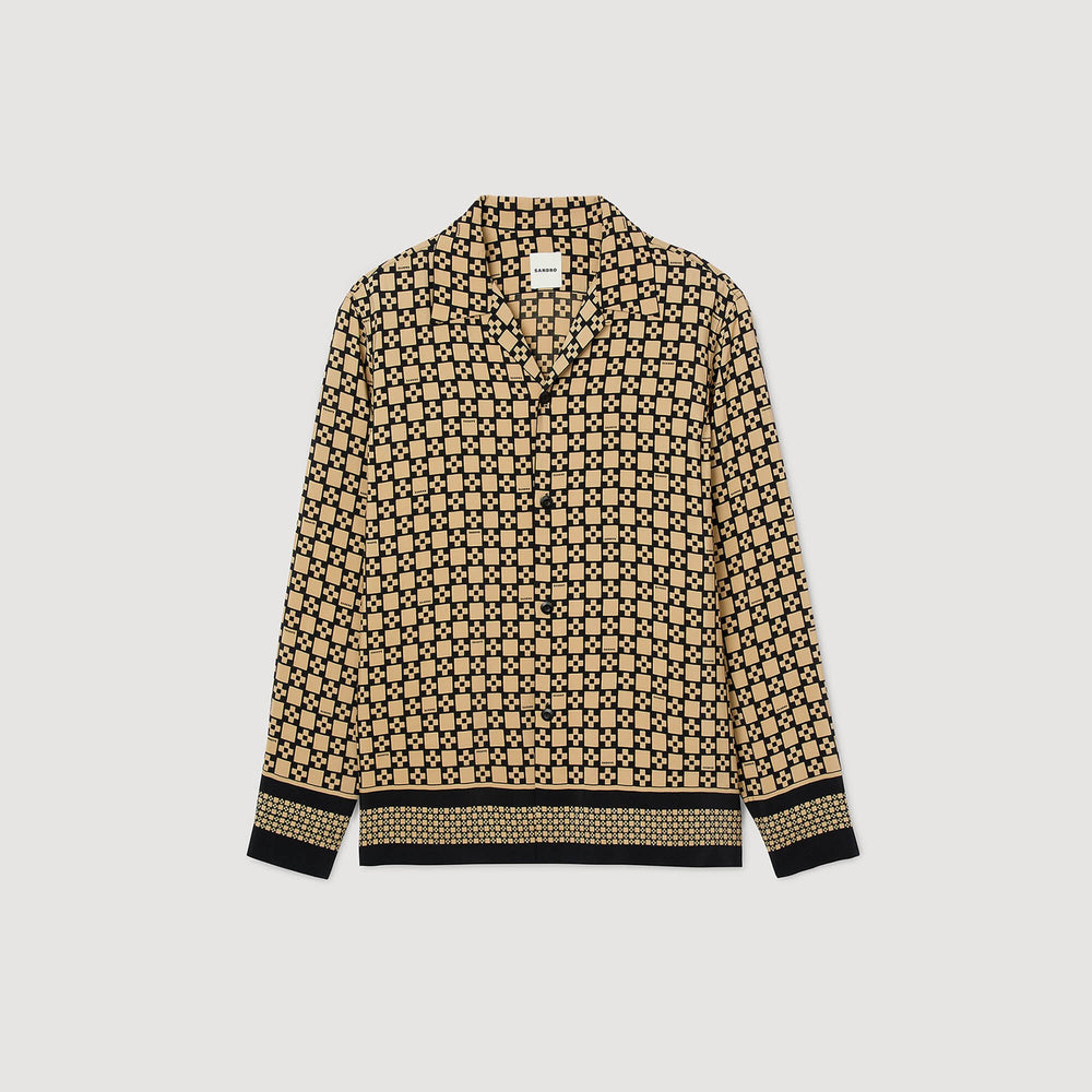 Sandro / Printed loose-fit shirt Beige