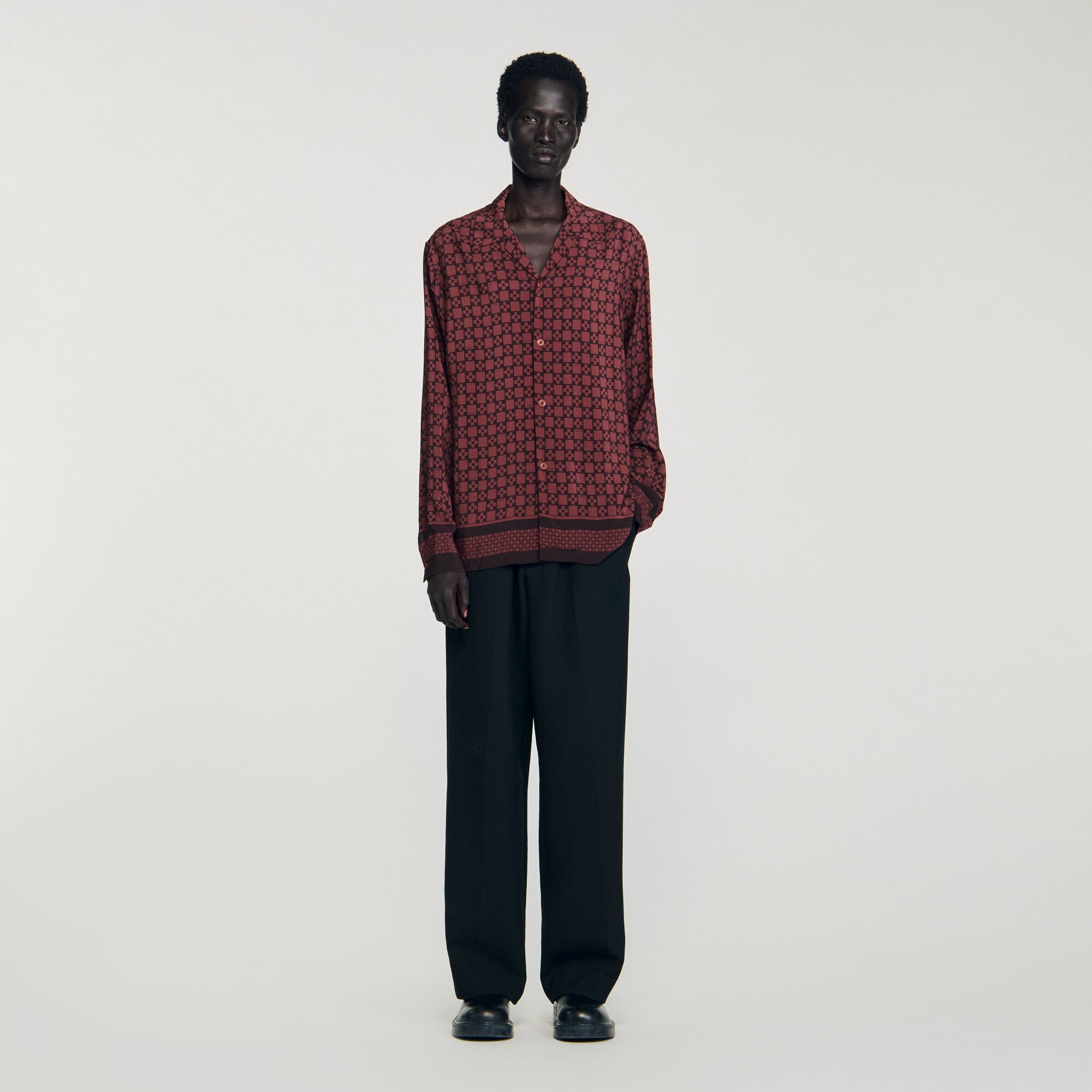 Sandro / Printed loose-fit shirt Cognac